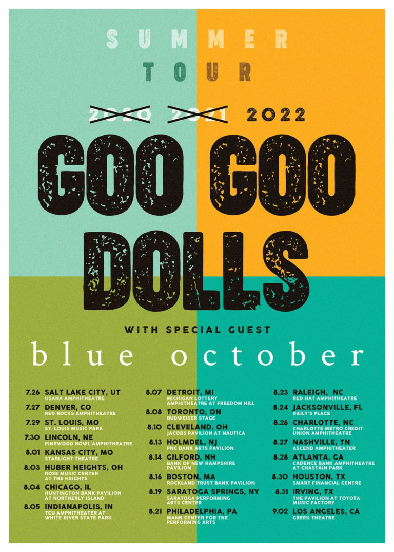 Goo Goo Dolls hitting the road Summer 2022 with Blue October