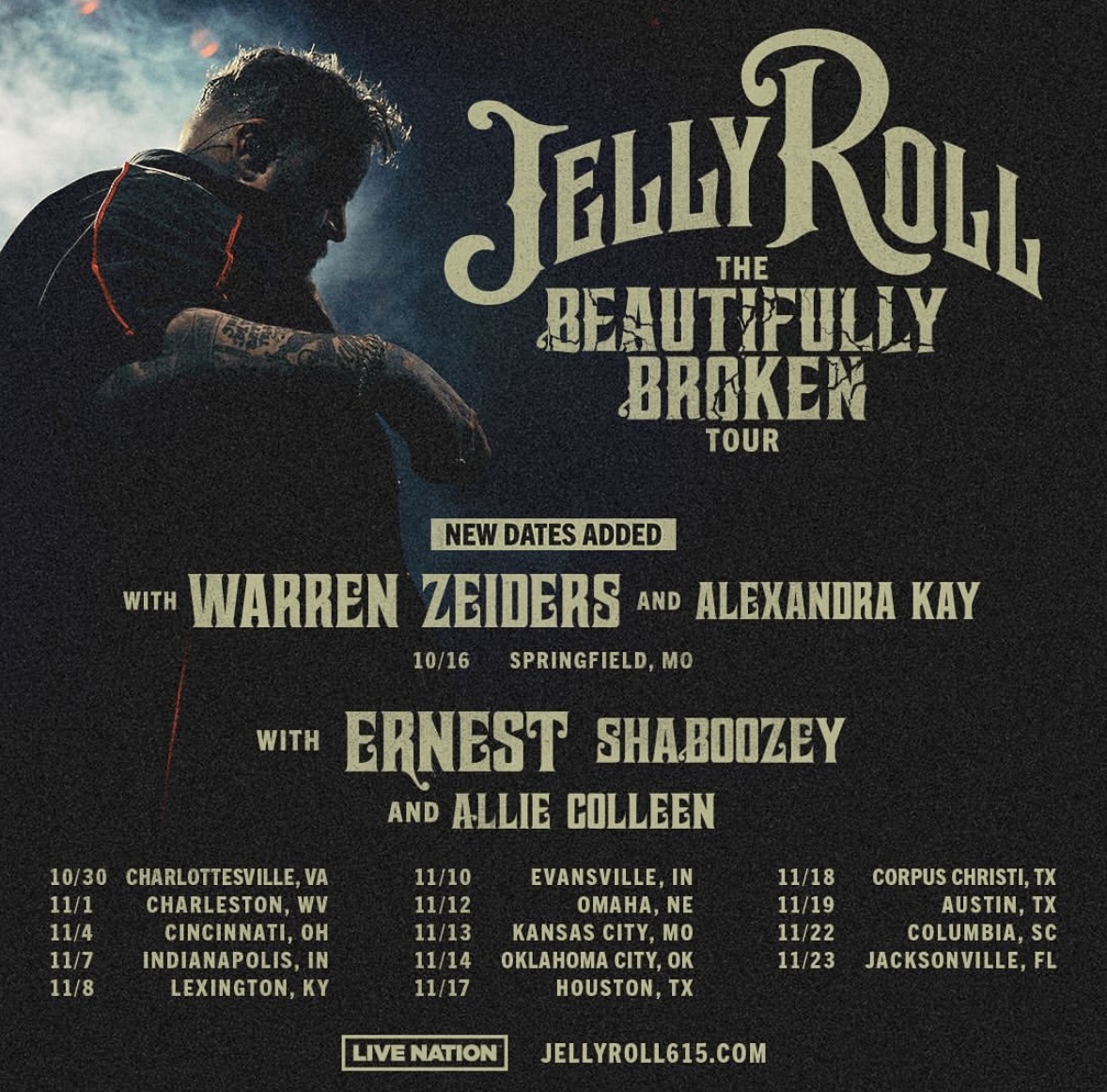 Jelly Roll Announces New 'The Beautifully Broken Tour' Dates