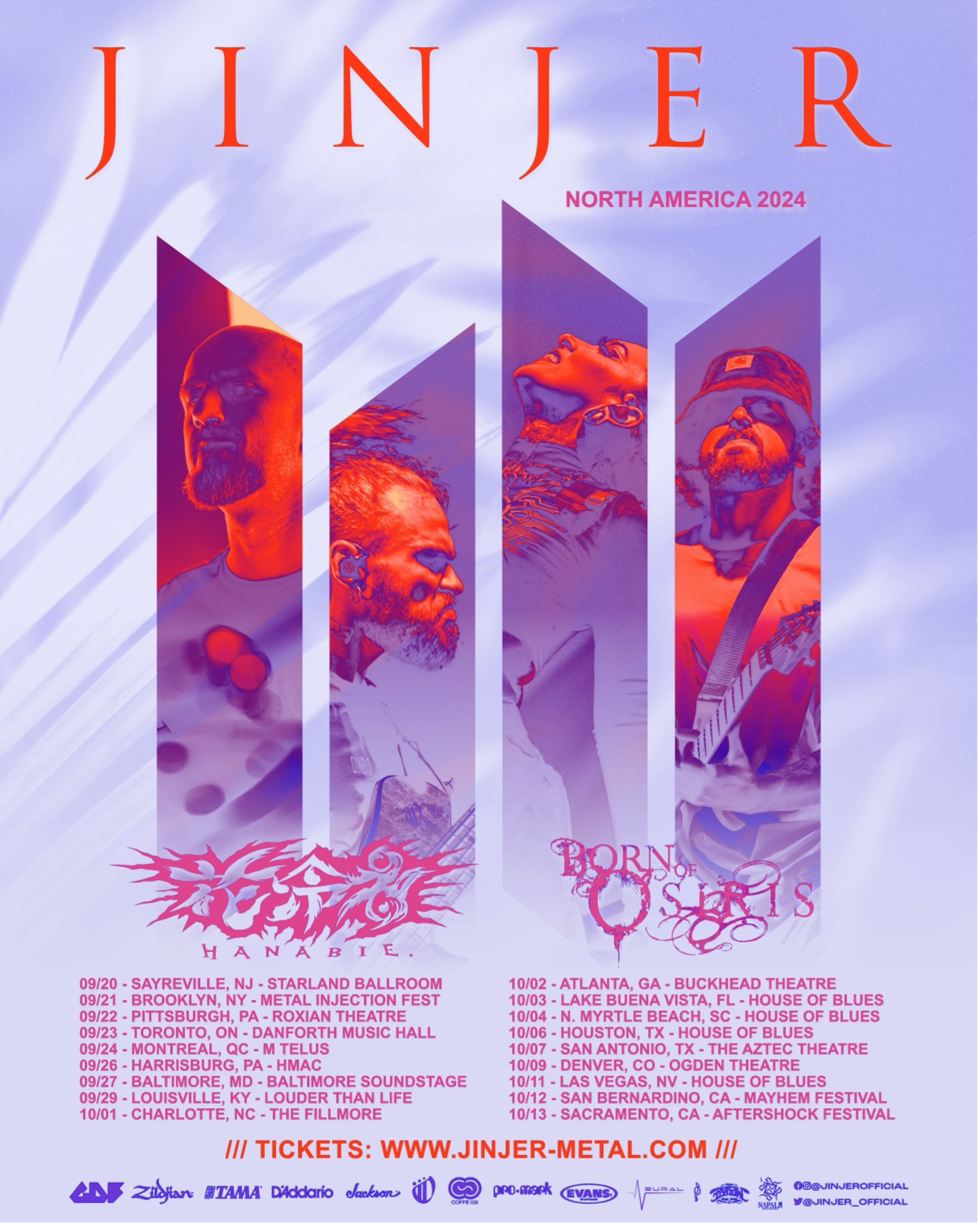 JINJER Announces North American Tour Featuring Hanabie and Born Of