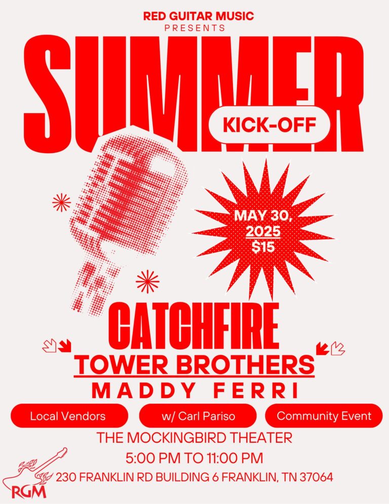 Red Guitar Music announces Summer Kickoff in Nashville on May 30th