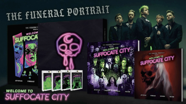 "Welcome to Suffocate City" is based on The Funeral Portrait's first album.