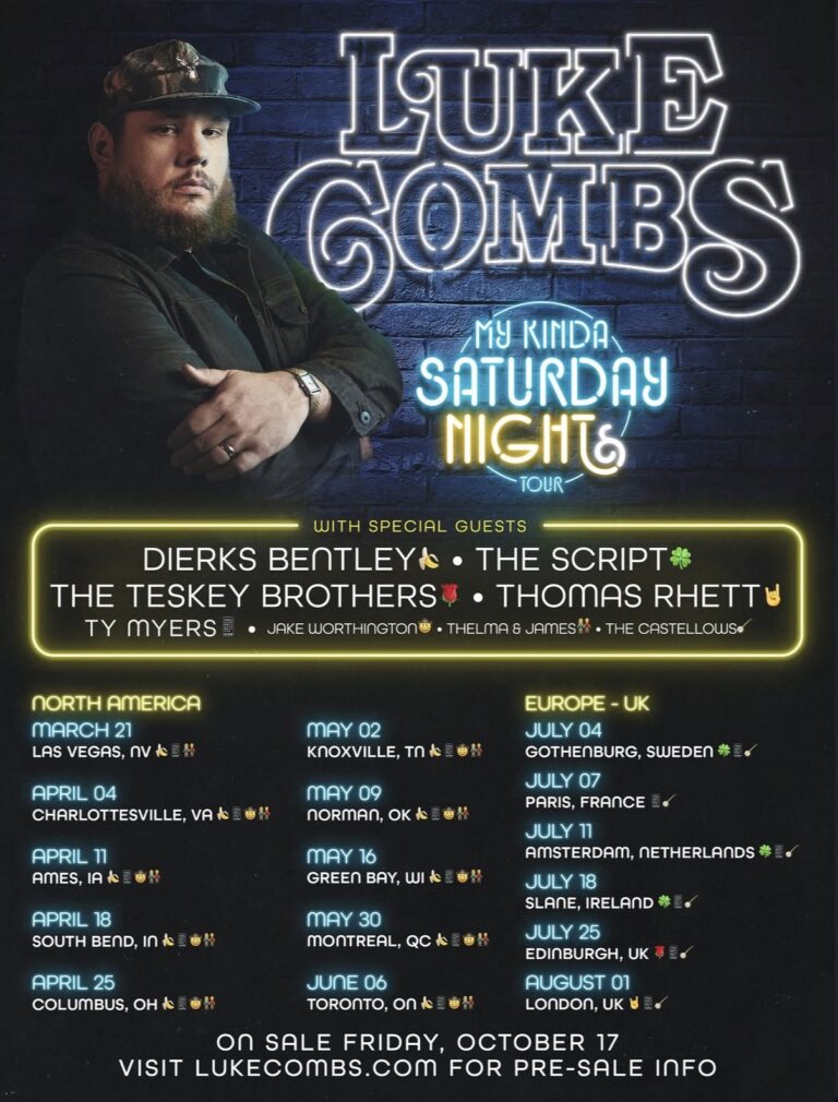 Luke Combs announces My Kinda Saturday Night Tour