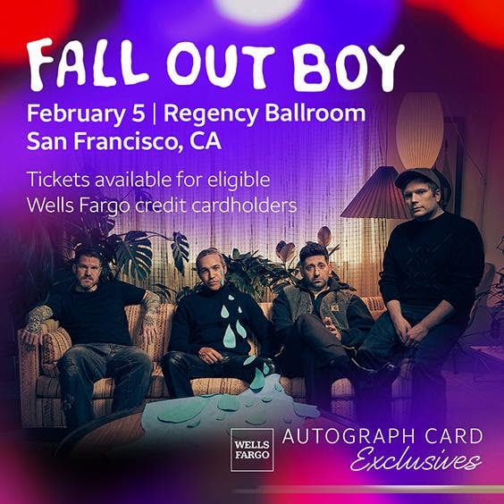 Fall Out Boy to headline next installment of the Wells Fargo Autograph Card Exclusives concert series