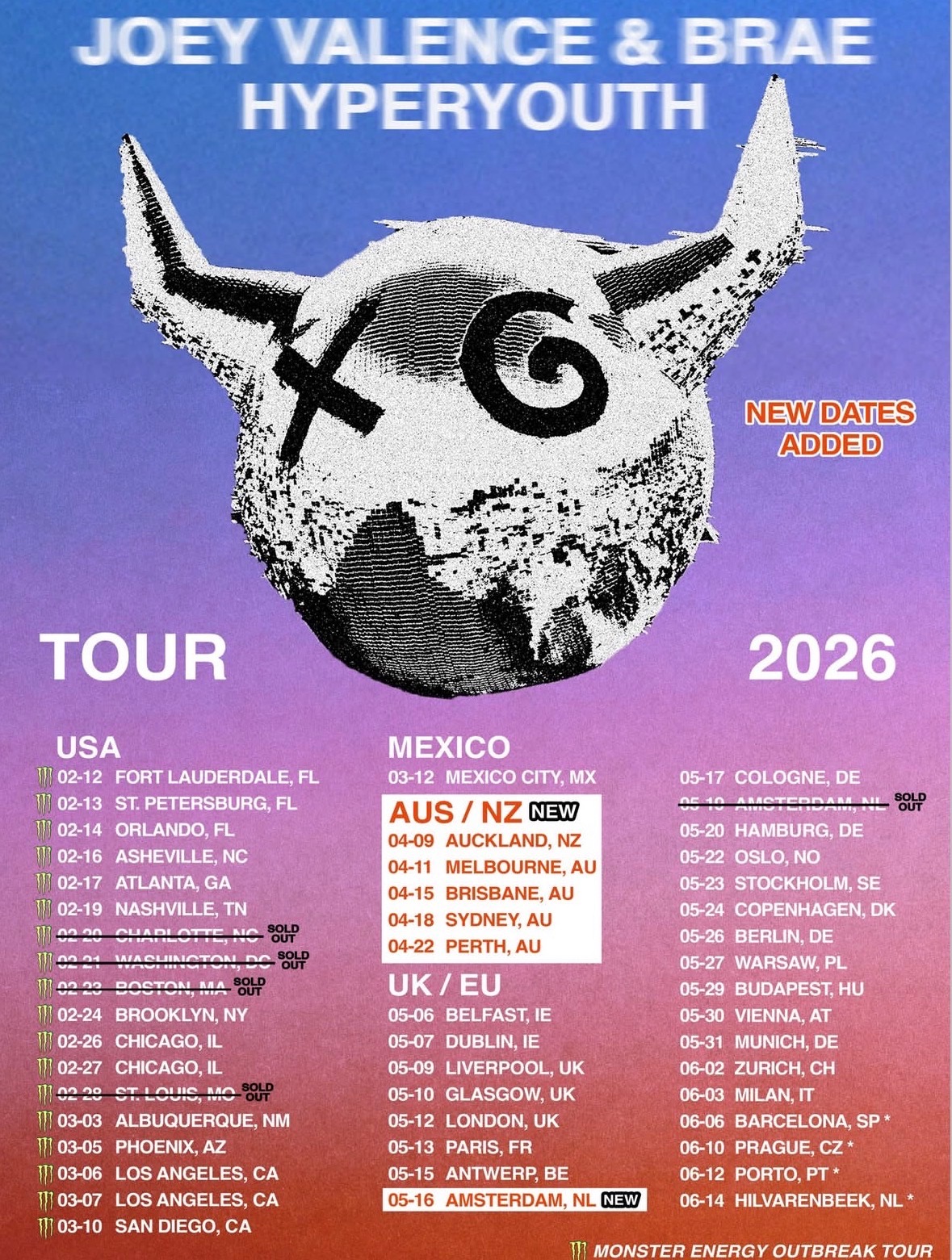 Joey Valence &amp; Brae add new dates to the HYPERYOUTH tour 2026