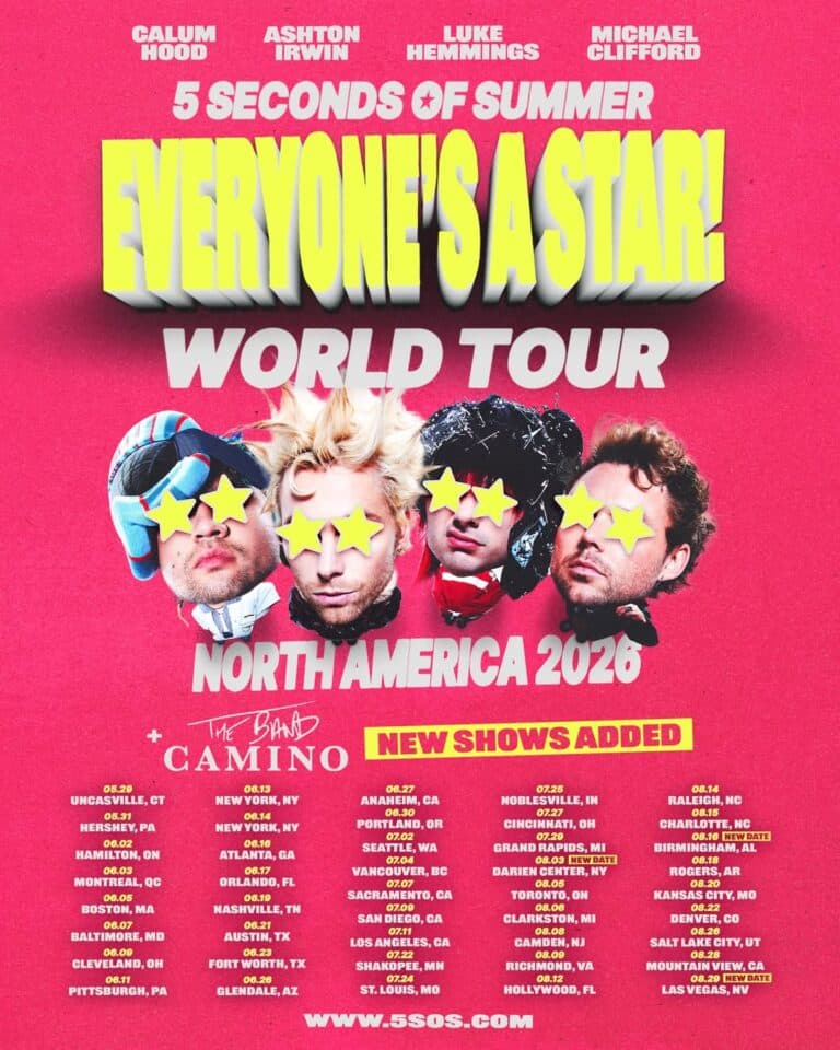 5 Seconds of Summer announces EVERYONE’S A STAR! World Tour support with The Band CAMINO + more