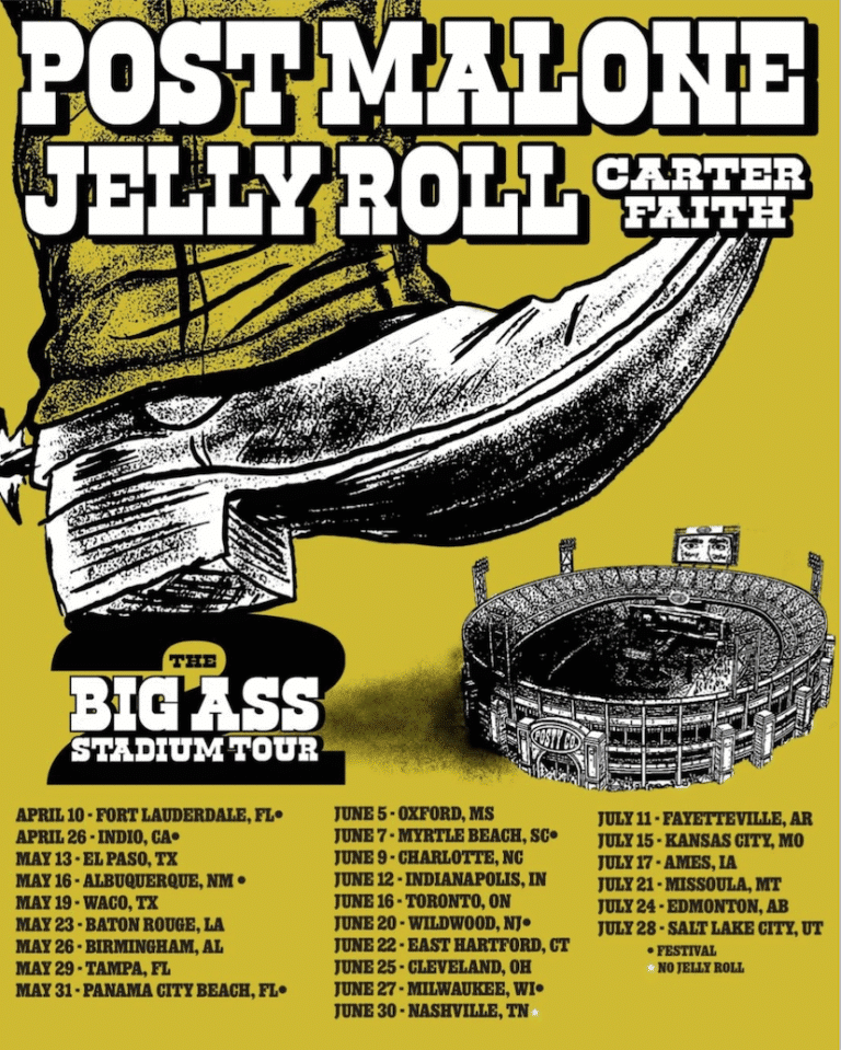 Post Malone returns with The Big Ass Stadium Tour for spring 2026 with Jelly Roll