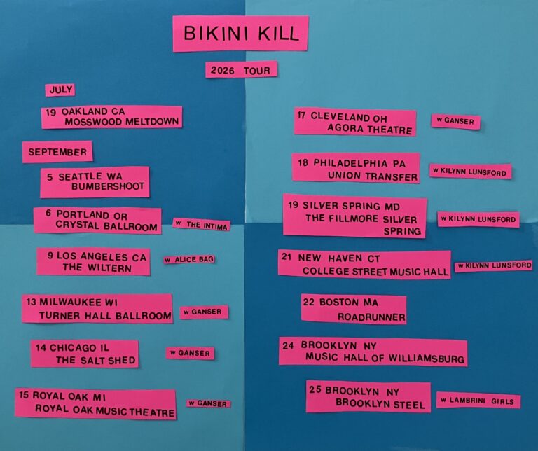 Bikini Kill announce 2026 tour support